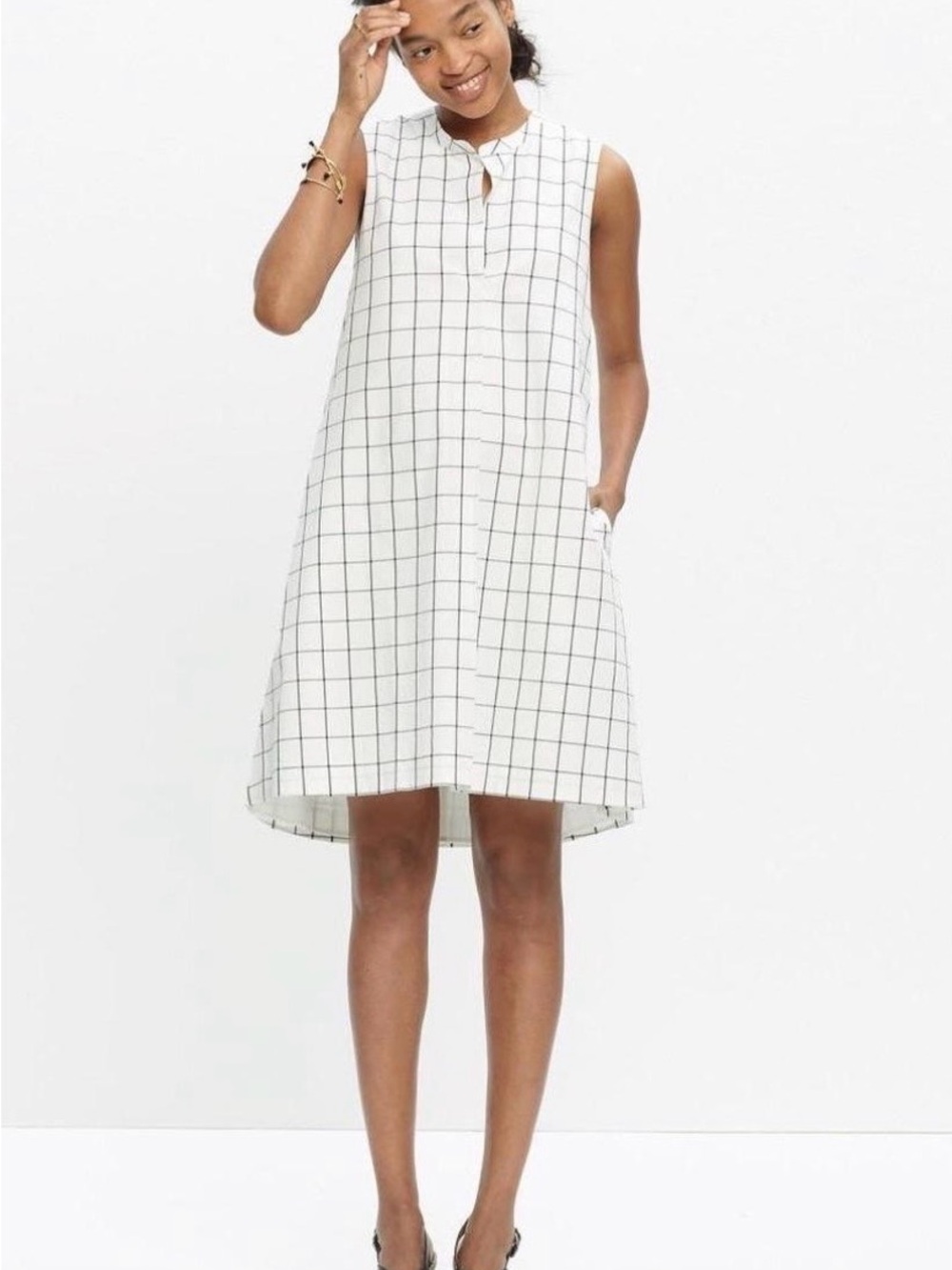 Madewell women's grid print shirt dress